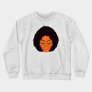 Chic Afro and Gold Makeup (White Background) Crewneck Sweatshirt